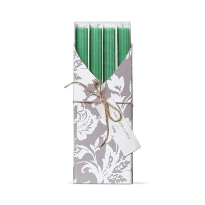 tag 10 inch Linea Paraffin Wax Taper Candle Set Of 4 Green Unscented Burn Time 8 Hours