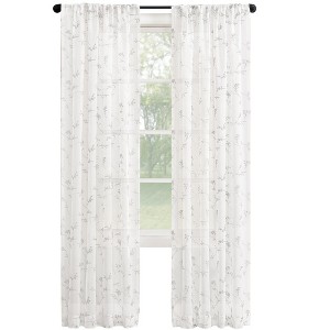 Collections Etc Sheer Floral Embroidered Rod Pocket Curtains - 1 of 4
