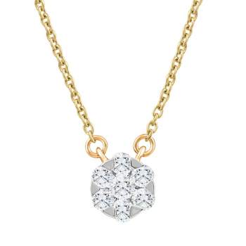 Pompeii3 1/4Ct TW Lab Created Diamond Halo Round Pendant Yellow Gold Women's Necklace 18"