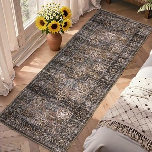 COZONY Floral Runner Rug, Washable Vintage Carpet w/ Non-Slip Backing for Bedroom, Entryway or Kitchen - 1 of 4