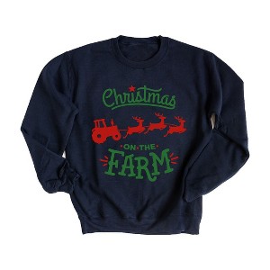 Simply Sage Market Women's Graphic Sweatshirt Christmas On The Farm Tractor - 1 of 4
