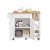 Rolling Kitchen Island Cart Utility Trolley Storage Cabinet With Drawer Open Shelves Spice Rack Towel Rack - 2 of 4