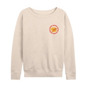 Women's - Gilmore Girls - Luke's Coffee Circle Lightweight French Terry Wide Neck Long Sleeve Graphic Shirt - 1 of 4