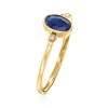 Pure Collection by Ross-Simons 0.70 Carat Sapphire and Diamond-Accented Ring in 14kt Yellow Gold - 2 of 4