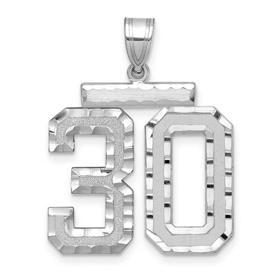 Black Bow Jewelry 14k White Gold, Varsity Collection, Large D/C Pendant, Number 30