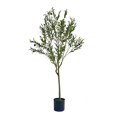 SKRAN Artificial Olive Tree Indoor with Realistic Leaves Fruits,Fake Olive Trees Potted Topiary with Dried Moss for Home,Office,Living Room