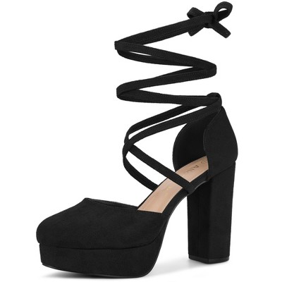 Lace up block deals heels closed toe