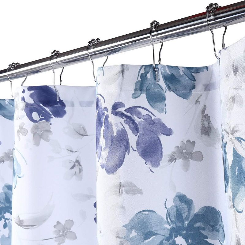 Watercolor Floral Leaf Print Fabric Shower Curtain for Bathroom, 35" x 72", 2 of 7