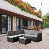 4 Pieces Wide Outdoor Rattan Sectional Sofa with Cushions - Small Patio Wicker Furniture,PE Rattan Sectional Sofa Set with,Tempered Glass Desktop - 3 of 4