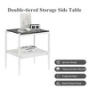 LOVMOR 2-Tier Tempered Glass End Table Set of 2, Rectangle Coffee Tabletop with MDF Layer, Modern Side Table for Living Room - 4 of 4
