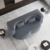 Modern Floor Sofa with 2 Pillows,Convertible Teddy Fabric Foam-Filled Sleeper Sofa Bed,15" Full Size Folding Mattress, Grey - 2 of 4