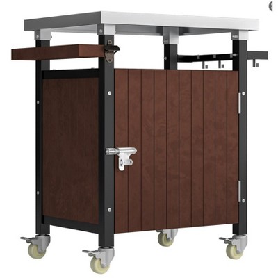 NicBex 1 Shelf Rolling Kitchen Island Cart with 2-Door Cabinet,Kitchen Island on Wheels with Storage and Large Work Top,Island Table for Kitchen