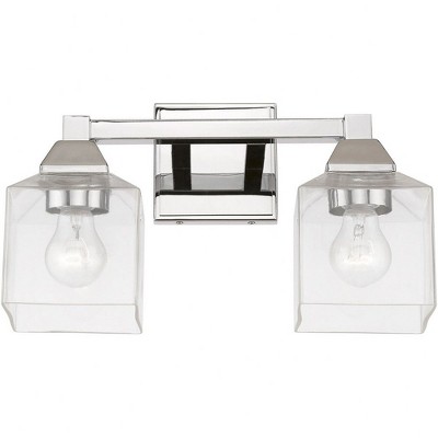 Polished Chrome 2-Light Vanity Sconce with Clear Glass Shades