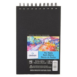 Canson Artist Series Mixed Media Art Book, Black Cover, Side Wire Binding, 40 Sheet, 14X21.6 inch, 1 Count - 1 of 4