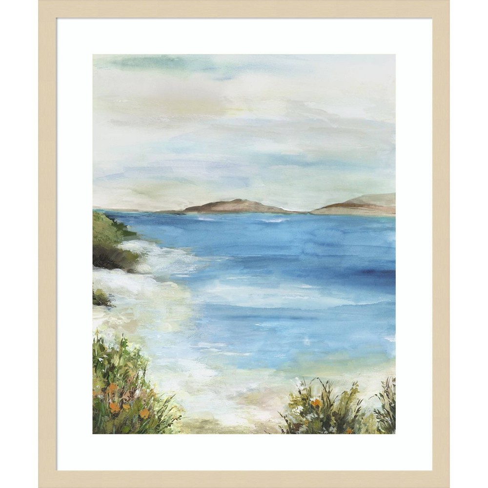 Amanti Art Blue Beach I by Allison Pearce Wood Framed Wall Art Print