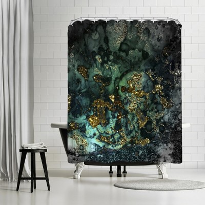 Americanflat Luxury Dark Malachite Gold Gem Agate And Marble Texture by Grab My Art 71" x 74" Shower Curtain