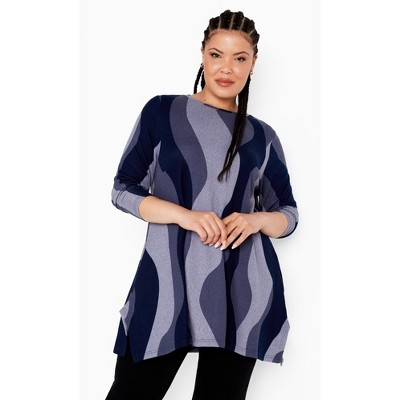 ZIM & ZOE | Women's Plus Size Avery Hacci Knit Tunic - blue wave - 26W/28W