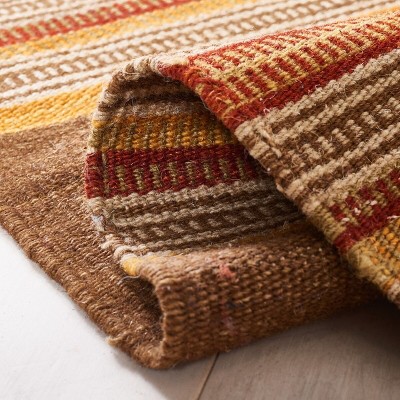 Natural Multi 5' x 5' Square Wool Kilim Area Rug