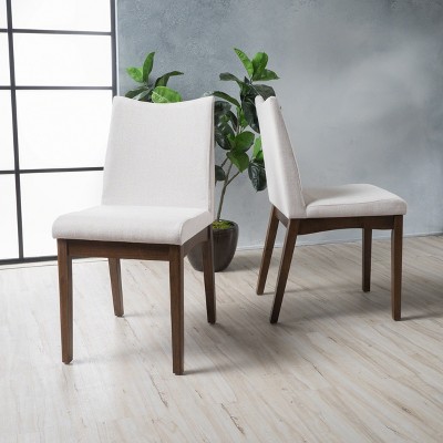 Upholstered Fabric Armless Dining Chairs Set of 2,Cushioned Dining Chairs with Wooden Legs,Kitchen Dining Room Chairs-Cuddlewood
