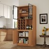 FUFU&GAGA Multifunctional Wood - toned Kitchen and Wine Cabinet with Glass Doors, Wine Rack & LED Lighting Available in Multiple Colors - 3 of 4
