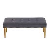 Alilang 48.43 inches Tufted Velvet Storage Bench with Nailhead Trim and Gold Metal Legs-Gray - 4 of 4