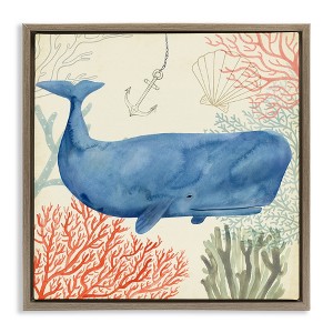 Stupell Industries Underwater Whimsical Whale Watercolor, 18" x 18" - 1 of 4