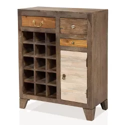 Sunnyside Solid Wood Wine Rack with 1 Cabinet Autumn Brown - HOMES: Inside + Out