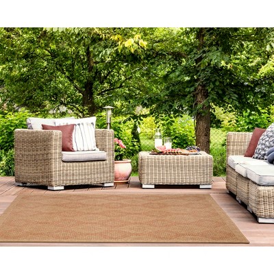 Terracotta Geometric Flat Woven Indoor/Outdoor Rug 3'3" x 4'11"