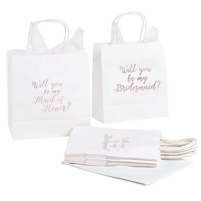 12x Will You Be My Bridesmaid Maid of Honor Wedding Favor Gift Bags Tissue Paper