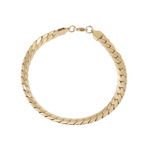 Adornia Tarnish Resistant Men's 18k Gold Plated Flat Curb Chain Bracelet - 1 of 2