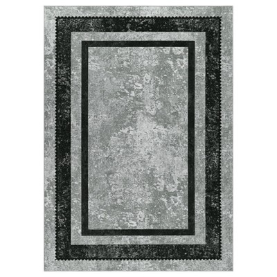 Thin Oriental Washable Rug for Bedroom, Non-Slip Stain Resistant Foldable Large Carpet Pet & Kids Friendly for Dining Room