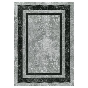 Thin Oriental Washable Rug for Bedroom, Non-Slip Stain Resistant Foldable Large Carpet Pet & Kids Friendly for Dining Room - 1 of 4