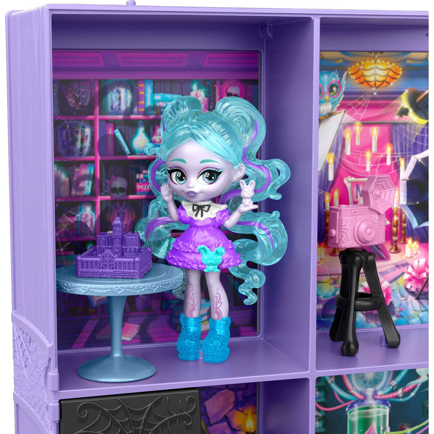 Детский игровой набор Monster High Little Frights Fearbook Playset with Ghoulia 3" Mini Doll and 13+ Accessories — фото 3