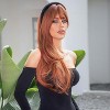 Long Wavy Ginger Wig with Bangs Red Brown Auburn Wigs for Women Heat Resistant Synthetic Fiber for Daily Party Use - 3 of 4