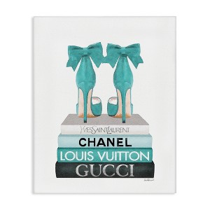 Stupell Industries Turquoise Bow Heels on Books Canvas Art - 1 of 4