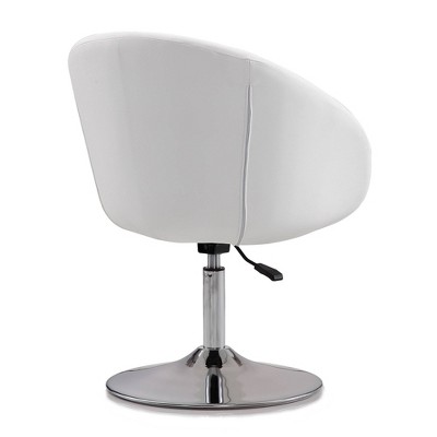 White Faux Leather Swivel Accent Chairs with Chrome Base, Set of 2