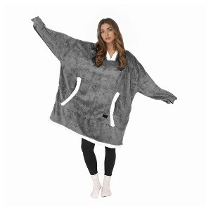 Tirrinia Womens' Oversized Fleece Wearable Blanket Hoodie, Warm Soft Blanket Sweatshirt Giant Pocket both Indoors Outdoors, Gift for Winter - 1 of 4