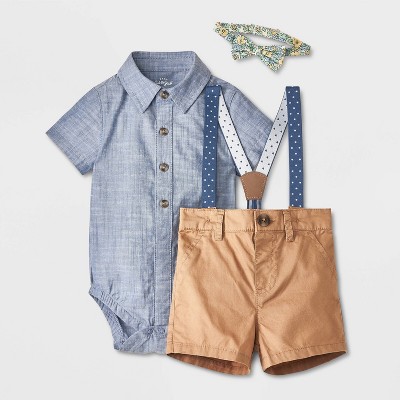 Baby Suspender Top & Bottom Set with Bowtie - Cat & Jack™ Blue
