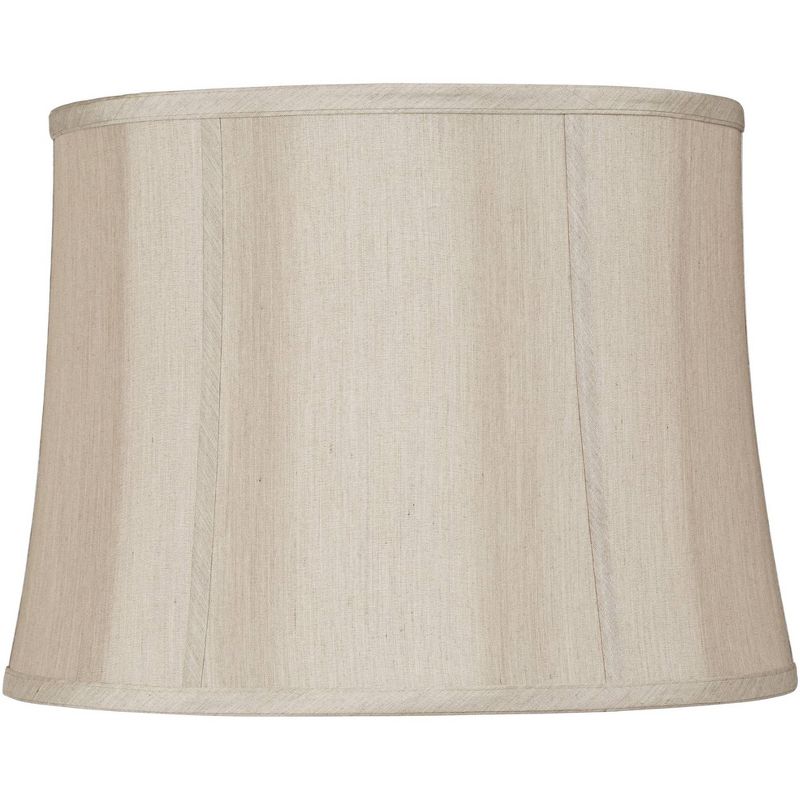 Springcrest Taupe Medium Softback Round Lamp Shade 14" Top x 16" Bottom x 12" High (Spider) Replacement with Harp and Finial, 1 of 10