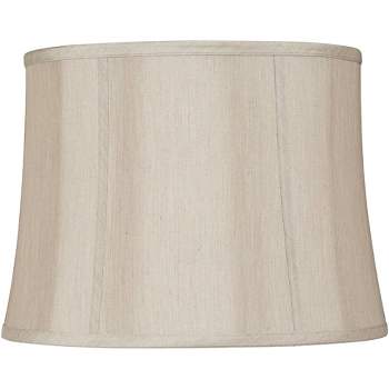 Springcrest Taupe Medium Softback Round Lamp Shade 14" Top x 16" Bottom x 12" High (Spider) Replacement with Harp and Finial
