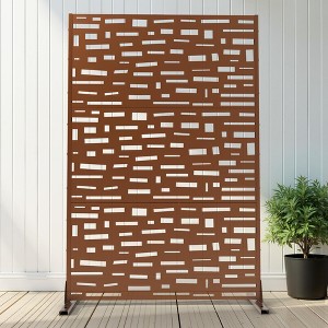 Wooakway 72 in. H x 35 in. W Outdoor Rectangle Metal Privacy Screen Garden Fence Panel Freestanding Patio Decorative Screen for Yard - 1 of 4