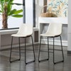 Roundhill Furniture Lotusville Vintage PU Leather Bar Stools, White, Set of 2 - 4 of 4