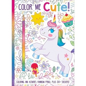 Color Me Cute! Coloring Book with Rainbow Pencil - by  Courtney Acampora (Paperback) - 1 of 1