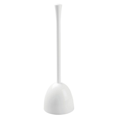 Una Plastic Toilet Bowl Brush and Plunger Combo Set, White – iDesign