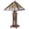 Chloe Lighting Lamorak Tiffany-Style Mission 3 Light Double Lit Wooden Table Lamp 15" Shade - 3 of 3