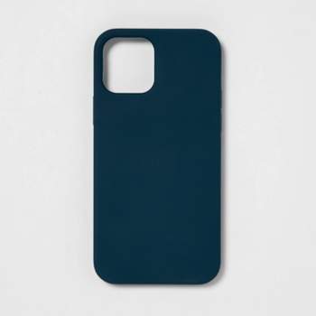 Case iPhone 12/12 Pro Azul Marino Fuerte Logo Silicon y Microfibra Funda  Protector