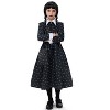 Joyfy Girls Halloween Costume The Addams Family Wednesday Costume, Black Floral Print Dress with Wig Stocks Halloween Dress Up Costume - 2 of 4