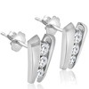 Pompeii3 1 3/8 CT 3 Stone Diamond Earrings Studs 14K White Gold - 2 of 4