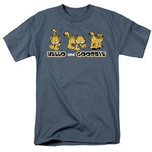 Garfield Hello And Goodbye Adult T-Shirt Slate - 1 of 4