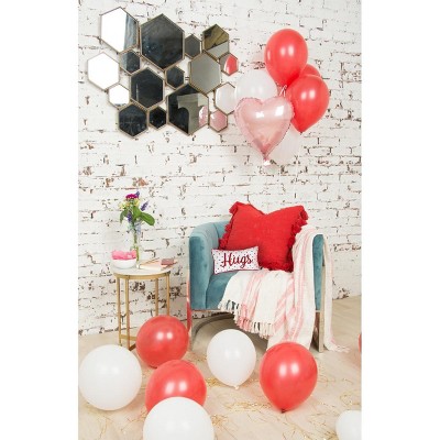 Red and White Embroidered Valentine's Day Lumbar Pillow